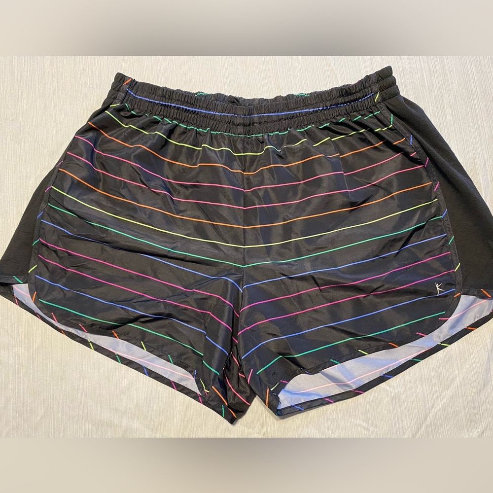 Black Shorts with Rainbow Stripes